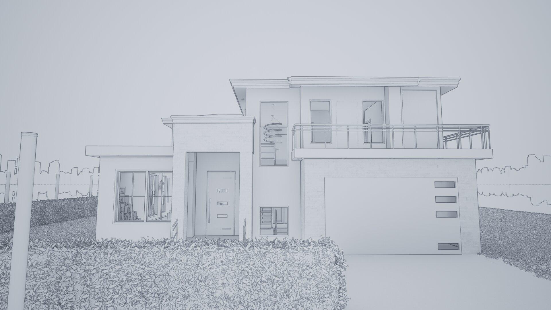 A realistic 3D visualization of a modern house, showcasing the expert architectural rendering services of our team.