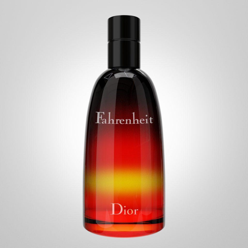 Product rendering of a Dior cologne for men with unique design and packaging